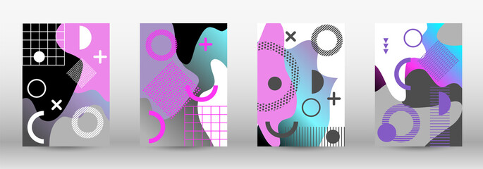 Modern memphis background set covers, great design for any purposes. Colorful trendy illustration. Colorful geometric background design. Creative vector banner illustration.