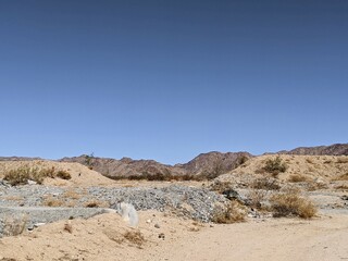 Fototapeta na wymiar Desert landscape with mountain background