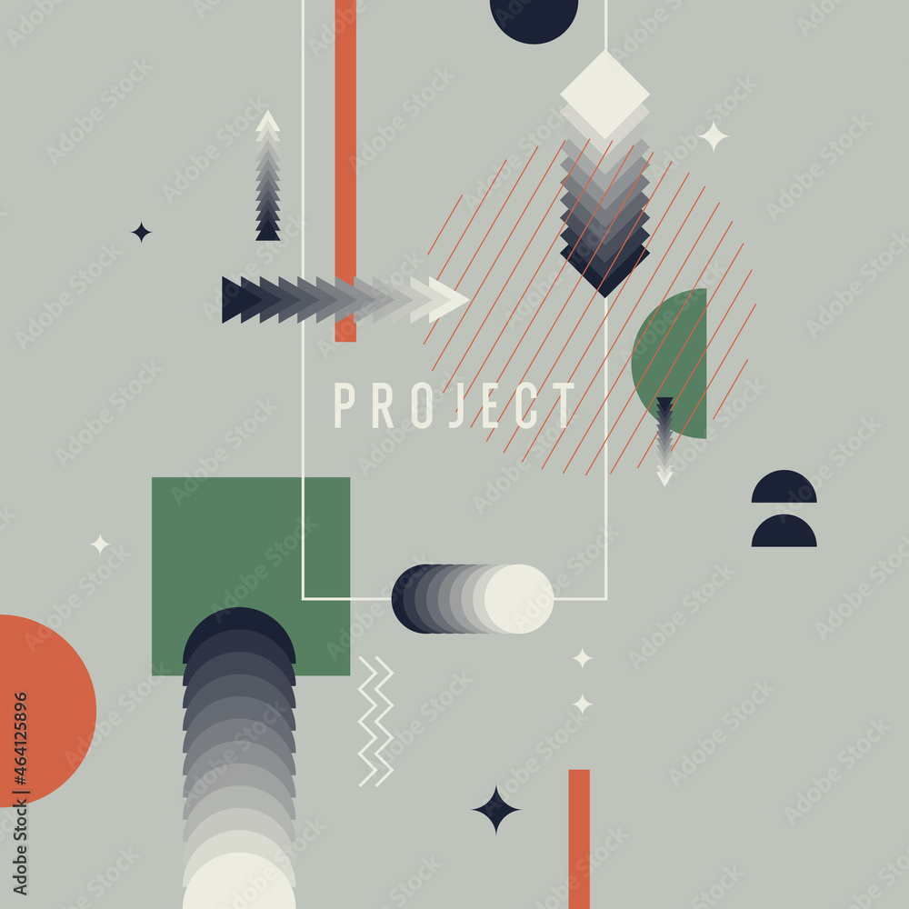 Aufkleber abstract background in a modern trendy style. poster with simple flat different geometric shapes.
