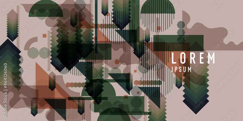 Poster geometric background with various shapes. fashionable vector graphics for design. abstract backgroun