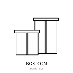 Vector illustration with box icon. Outline drawing.