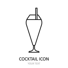 Vector illustration with cocktail icon. Outline drawing.
