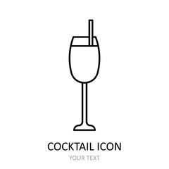 Vector illustration with cocktail icon. Outline drawing.