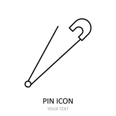 Vector illustration with pin icon. Linear drawing.