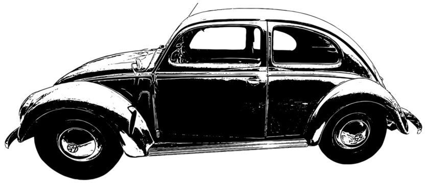 VW Bug vector illustration in black on white background 