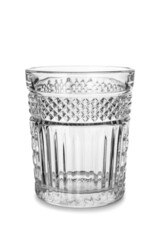 Stylish empty glass on white background