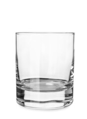 Stylish empty glass on white background
