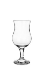 Stylish empty glass on white background