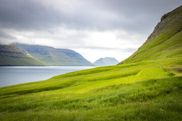 rough landscape on kalsoy island, faroe islands, north atlantic, europe