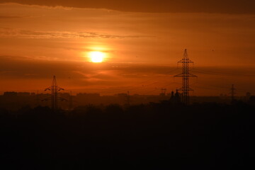 power line at sunset