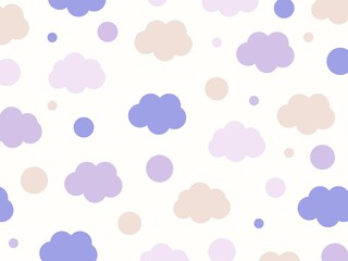 Kids colourful clouds vector pattern.  Pastel colours cloud and moon cute pattern. Children decor background. 