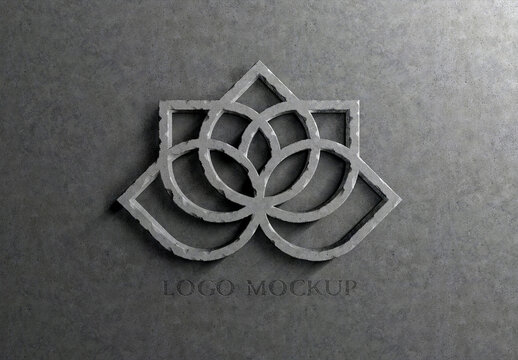 Logo Effect 3D Carved Stone Mockup