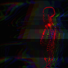 dark background with neon skeleton