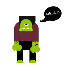 Cartoon cyclops character in flat style. One-eyed monster avatar, portrait. Stock vector illustration.