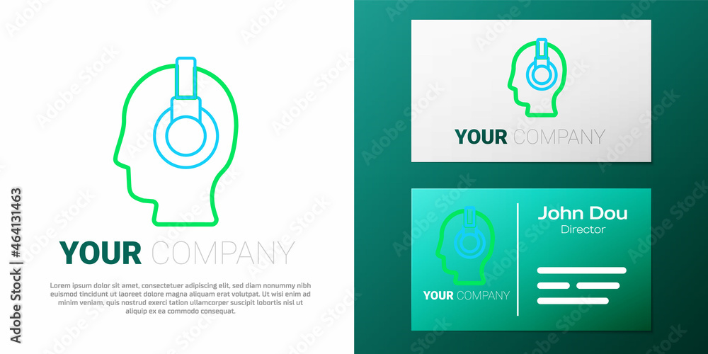 Poster line man with a headset icon isolated on white background. support operator in touch. concept for ca