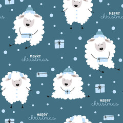 Cute Chrisrmas pattern with lambs