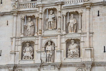 Burgos, Spain - 16 Oct 2021: The arch of Santa Maria (Arco de Santa Maria) in Burgos, Spain
