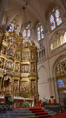 Burgos, Spain - 16 Oct, 2021: Main altar of the Cathedral of Santa Maria, Burgos, Castile and Leon