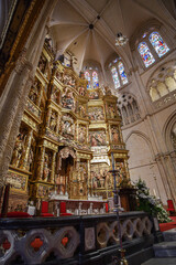 Burgos, Spain - 16 Oct, 2021: Main altar of the Cathedral of Santa Maria, Burgos, Castile and Leon