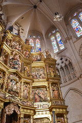 Burgos, Spain - 16 Oct, 2021: Main altar of the Cathedral of Santa Maria, Burgos, Castile and Leon