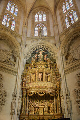 Fototapeta na wymiar Burgos, Spain - 16 Oct, 2021: Altar of the Chapel of the Condestable in the Style Gothic Cathedral of Burgos, Castilla Leon