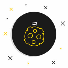 Line Moon with flag icon isolated on white background. Colorful outline concept. Vector