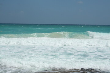 Frothy surf at Miami Beach, Florida.