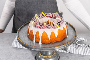 Lemon cranberry bundt cake