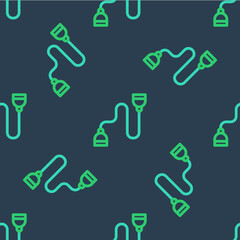 Line Chest expander icon isolated seamless pattern on blue background. Vector