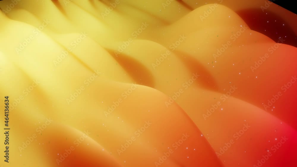 Aufkleber abstract 3d surface with beautiful waves, luminous sparkles and bright color gradient red orange yel