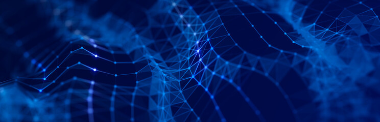 Big data stream. Information technology background. The dynamic wave background consisting of lines. 3d rendering