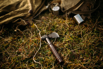 ax in the woods
