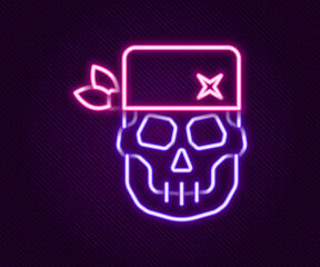 Glowing neon line Skull icon isolated on black background. Happy Halloween party. Colorful outline concept. Vector