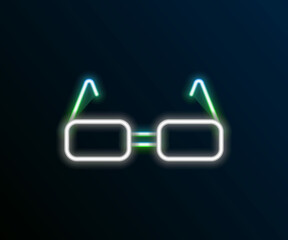 Glowing neon line Glasses icon isolated on black background. Eyeglass frame symbol. Colorful outline concept. Vector