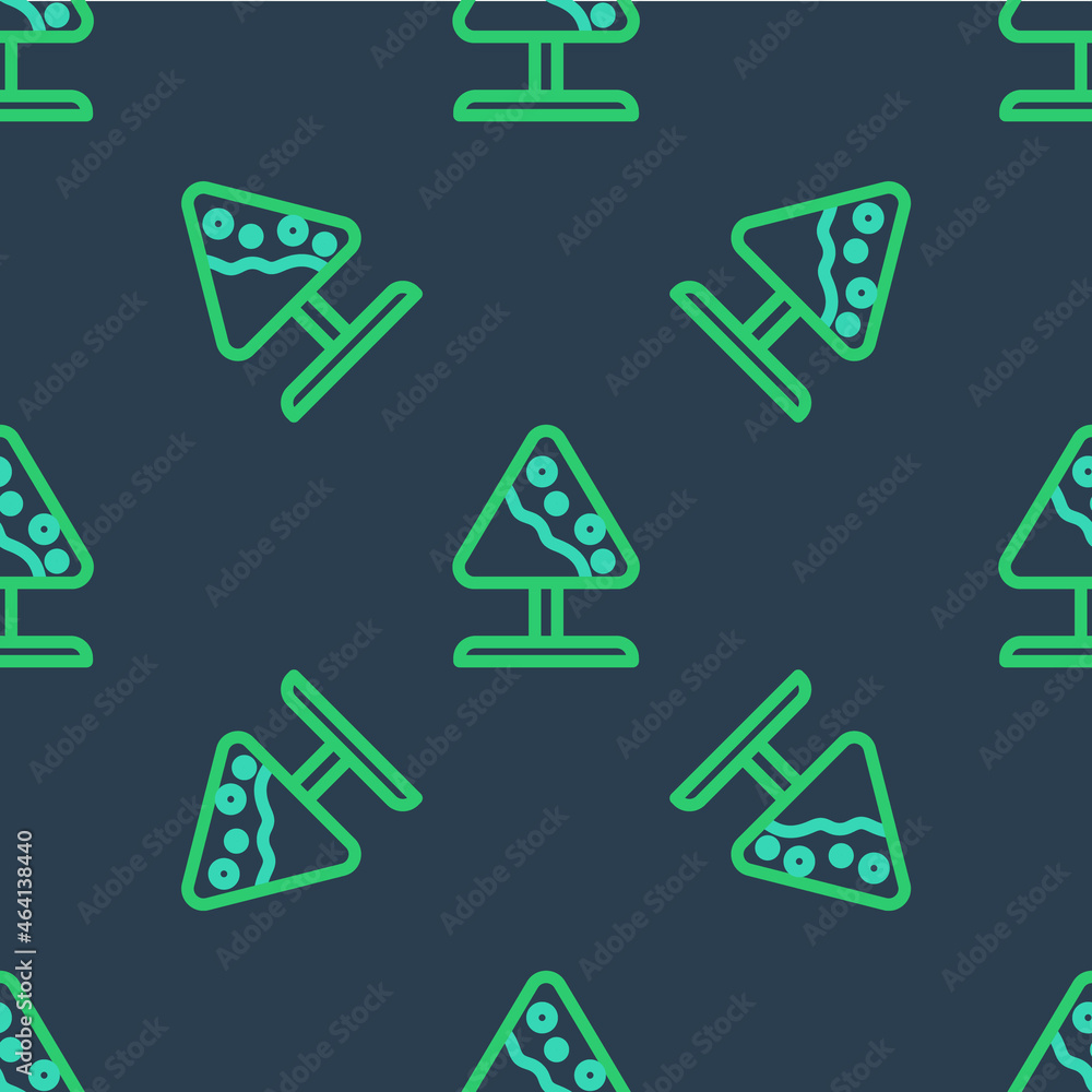 Poster line road sign avalanches icon isolated seamless pattern on blue background. snowslide or snowslip r