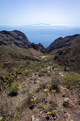Mountain landscape. View from the observation deck - Mirador Altos de Baracan. Tenerife. Canary Islands. Spain.