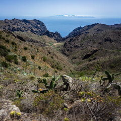 Mountain landscape. View from the observation deck - Mirador Altos de Baracan. Tenerife. Canary Islands. Spain.