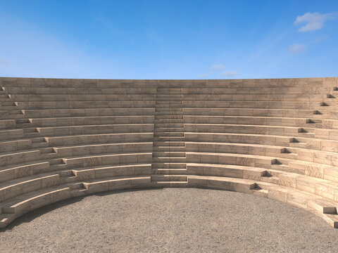 3d rendering of a classic amphitheatre with stone steps