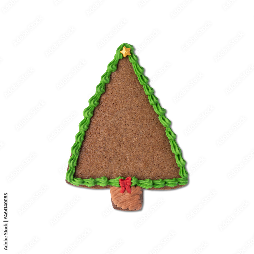 Wall mural tree shaped traditional christmas gingerbread cookie isolated over white background