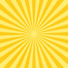 Illustration yellow-orange color burst background comic style pop art.