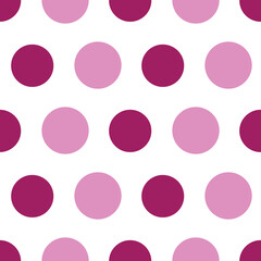 Seamless vector pink and wine circles, spots on white background. 