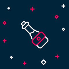 Line Soy sauce bottle icon isolated on blue background. Colorful outline concept. Vector