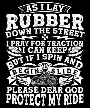 Fully editable vector illustration (Editable AI) and EPS outline Rubber down the street Rider T shirt Design an image suitable for t-shirt graphic, poster or print design, the package is 4500x5400px