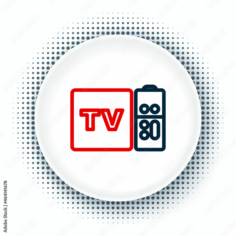 Poster line multimedia and tv box receiver and player with remote controller icon isolated on white backgro