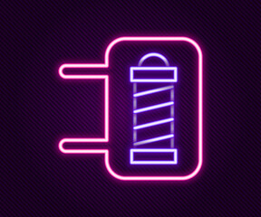 Glowing neon line Classic Barber shop pole icon isolated on black background. Barbershop pole symbol. Colorful outline concept. Vector