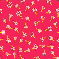 Line Hairbrush icon isolated seamless pattern on red background. Comb hair sign. Barber symbol. Vector