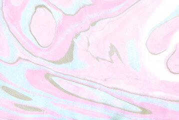 Marble inky texture. Pastel neon pink, mint, turquoise, blue, white abstract flow design beautiful DIY natural collection. Hi res natural marbled traditional paper. Holographic modern minimal style