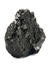 Obraz premium Black coal chunk, anthracite, isolated on white background