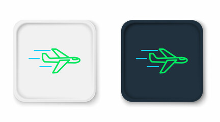 Line Plane icon isolated on white background. Flying airplane icon. Airliner sign. Colorful outline concept. Vector