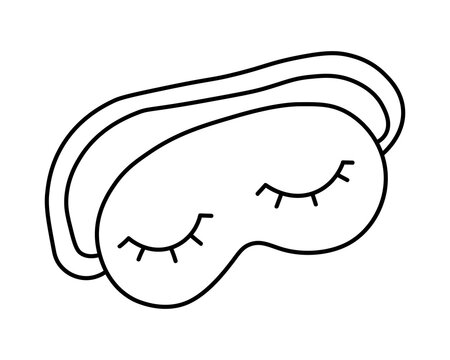 recommend clip art: eye mask line icon. sleep mask with close eyes. Vector illustration in doodle style isolated on white background. cozy pajamas for sleeping.